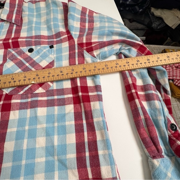 Men's Large Element Red & Blue Plaid Flannel Shirt - Classic Fit, Cotton Blend - Picture 12 of 12